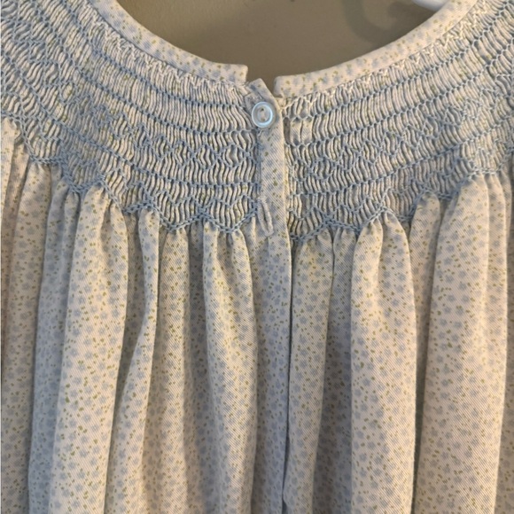 Anavini Hand Smocked Cotton Dress Blue Floral Puff Sleeve Girls Size 6 - Picture 2 of 8